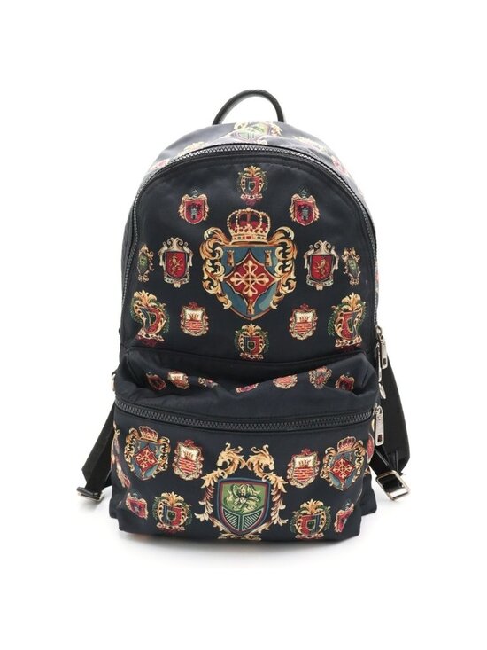 Dolce & Gabbana Handbags - Dolce & Gabbana Coat of Arms Emblem Nylon Backpack Back Black